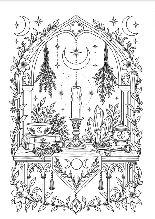 Moon & Magic: An Elegant Witchy Colouring Book.